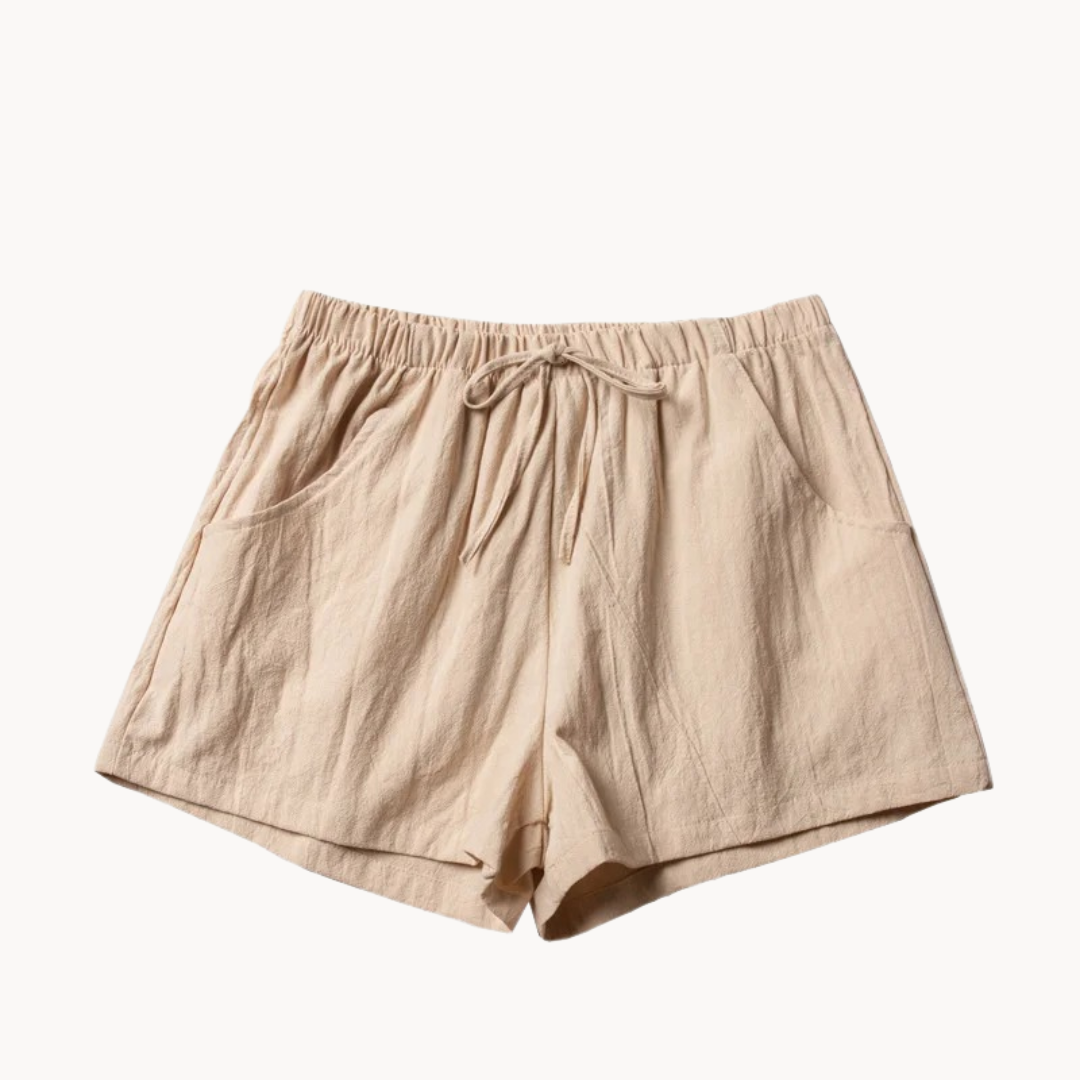 Elara Slant Pockets Linen Shorts