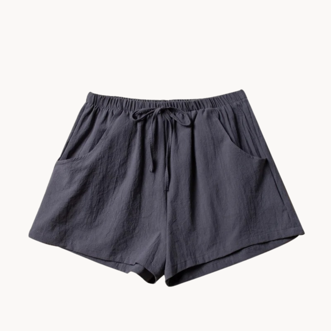 Elara Slant Pockets Linen Shorts