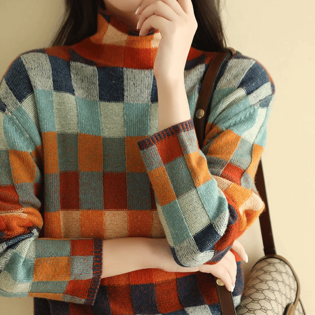 Ravelyn™ Cashmere Patchwork Turtleneck