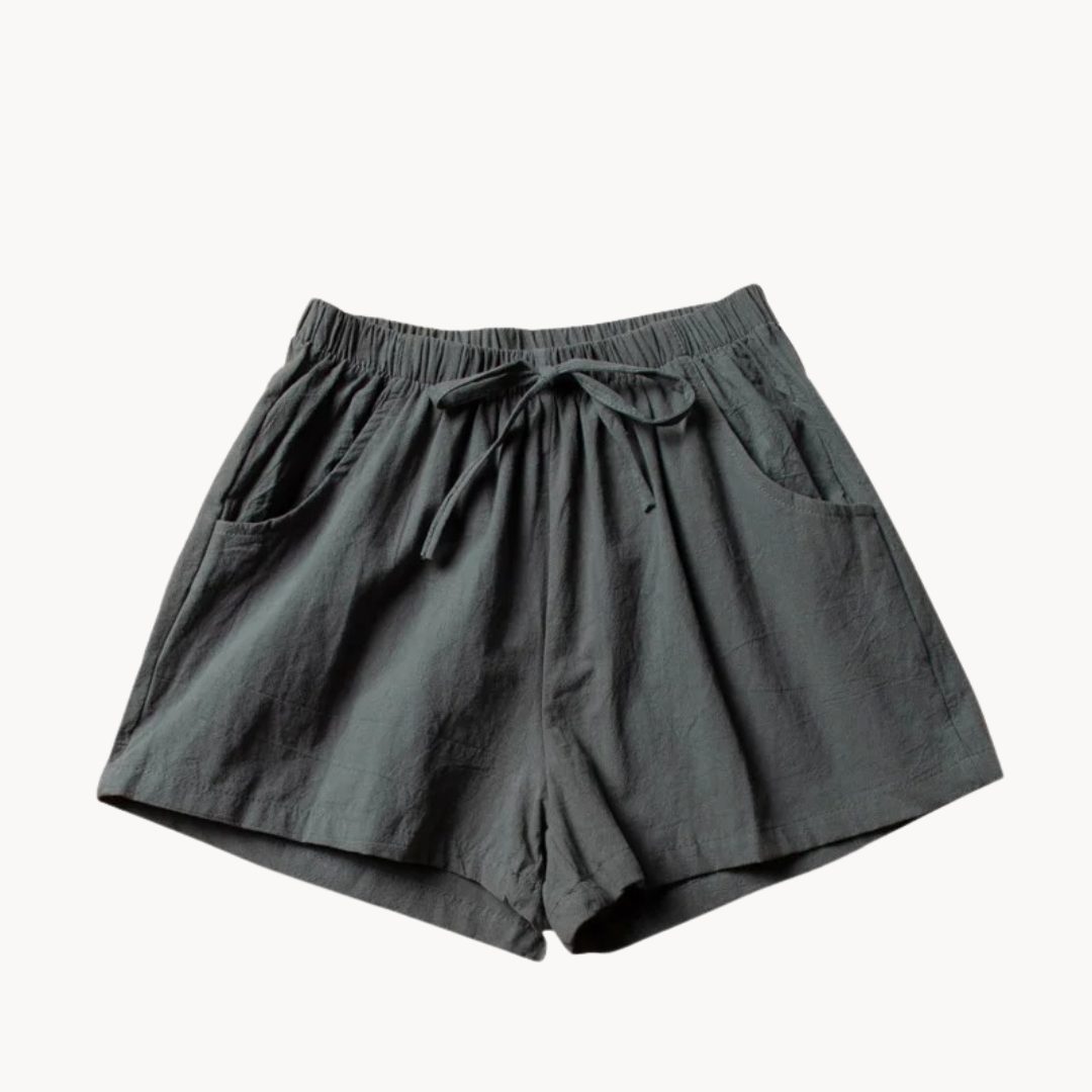 Elara Slant Pockets Linen Shorts