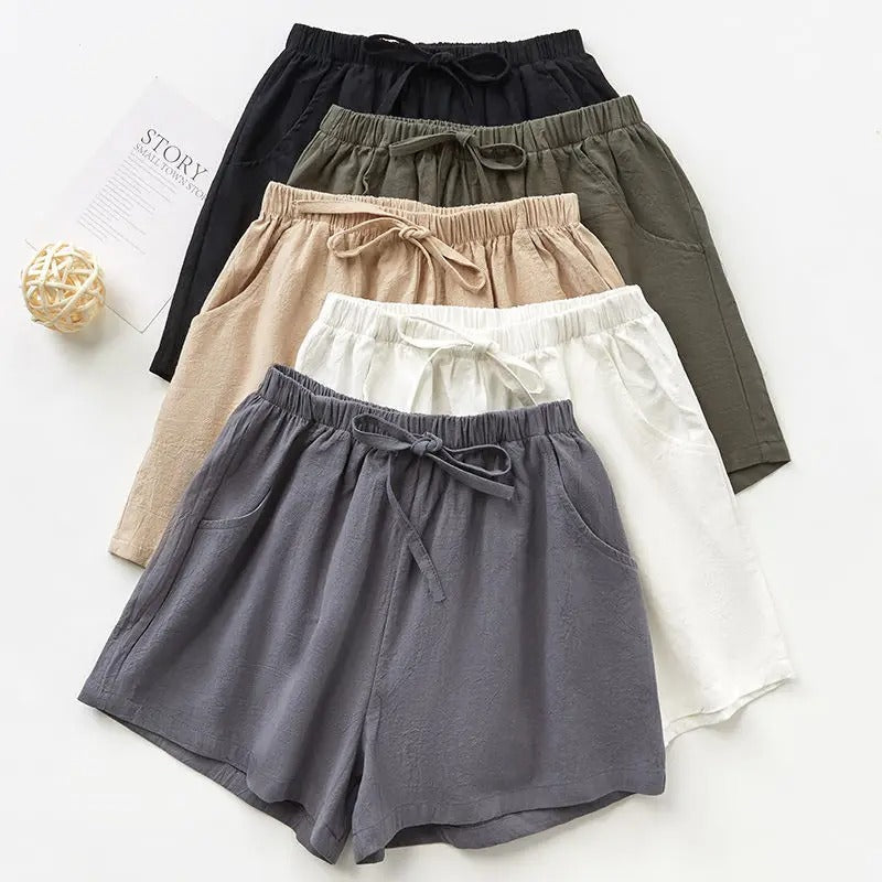 Elara Slant Pockets Linen Shorts