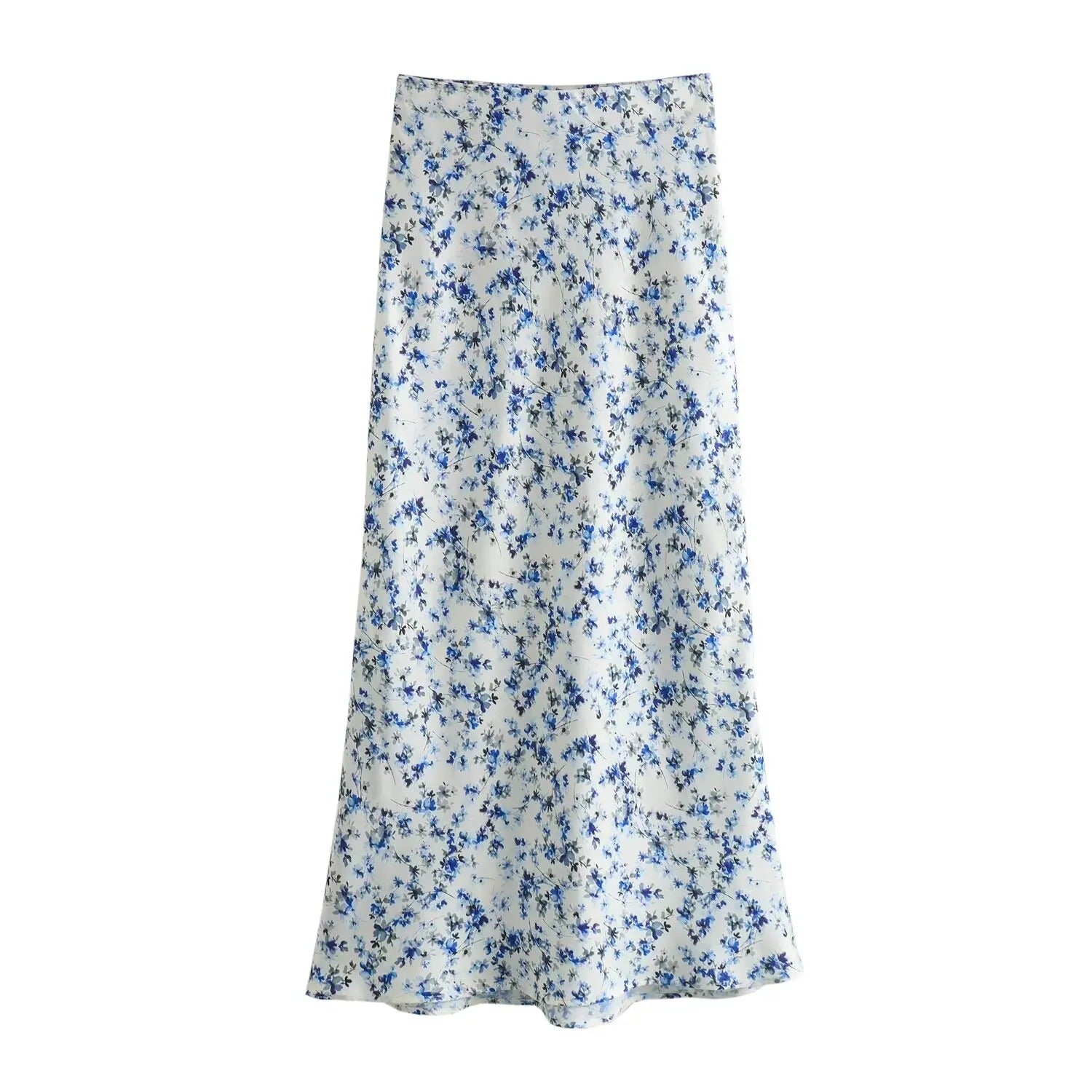 Laura - Flower Satin Skirt - High Waist